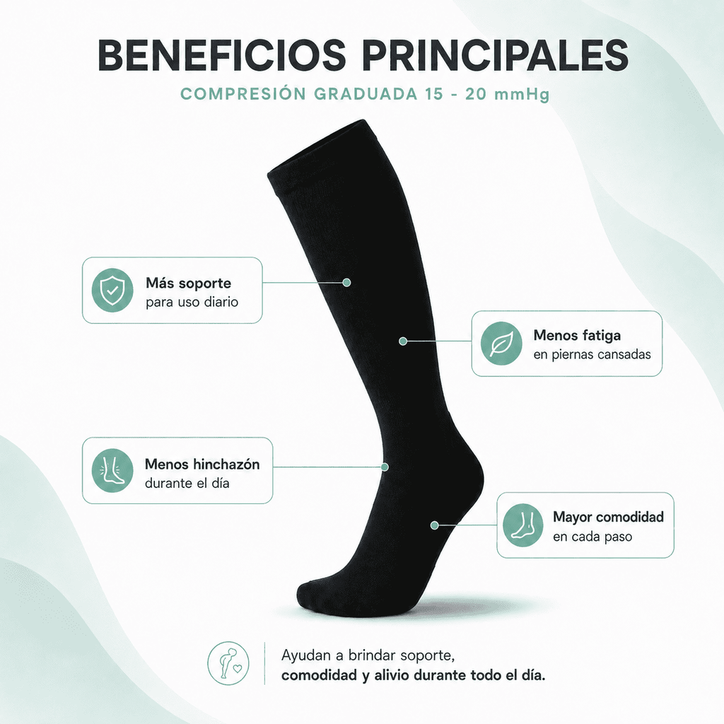 Velvora Compresión negro 15 - 20 mmHg