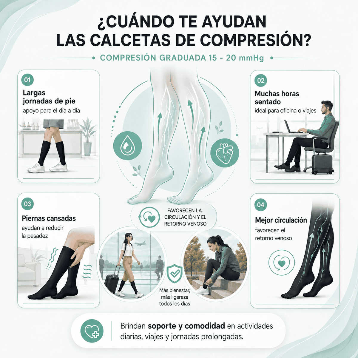 Velvora Compresión negro 15 - 20 mmHg