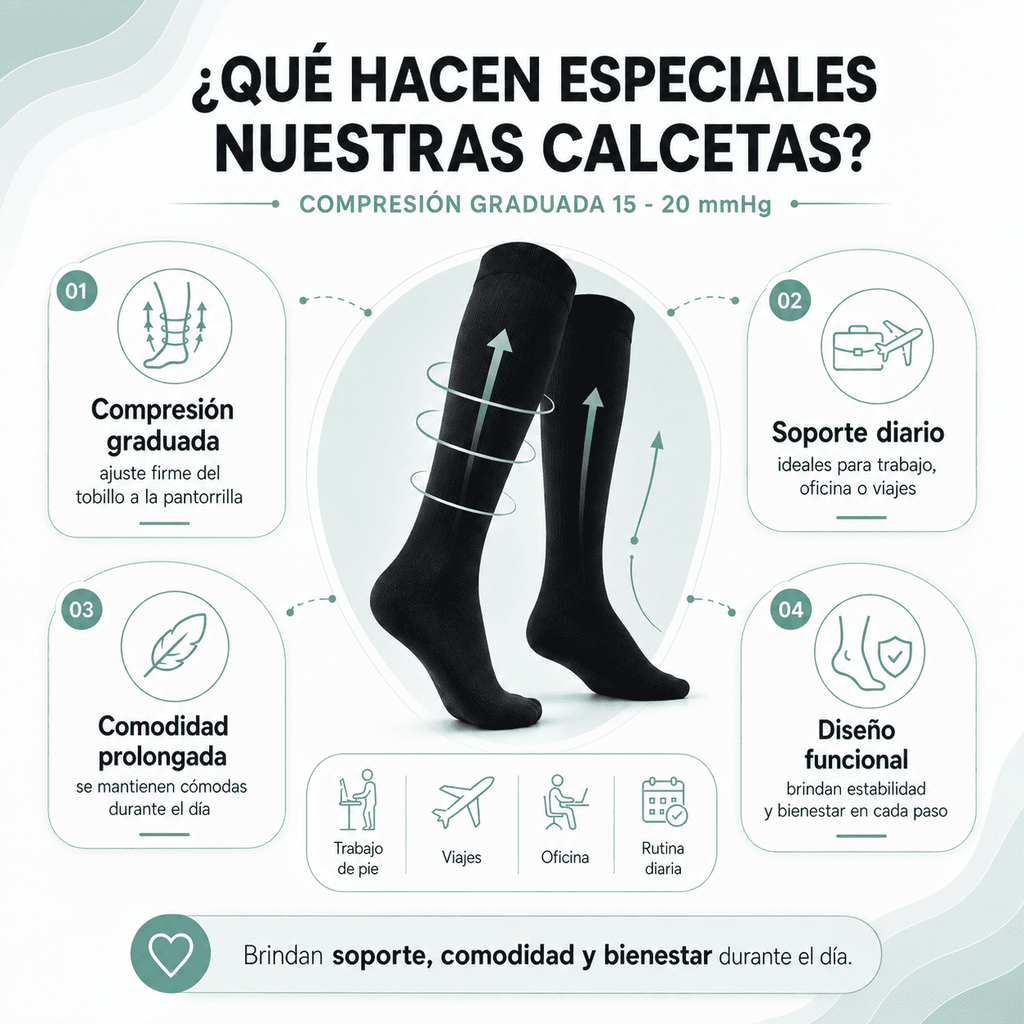Velvora Compresión negro 15 - 20 mmHg