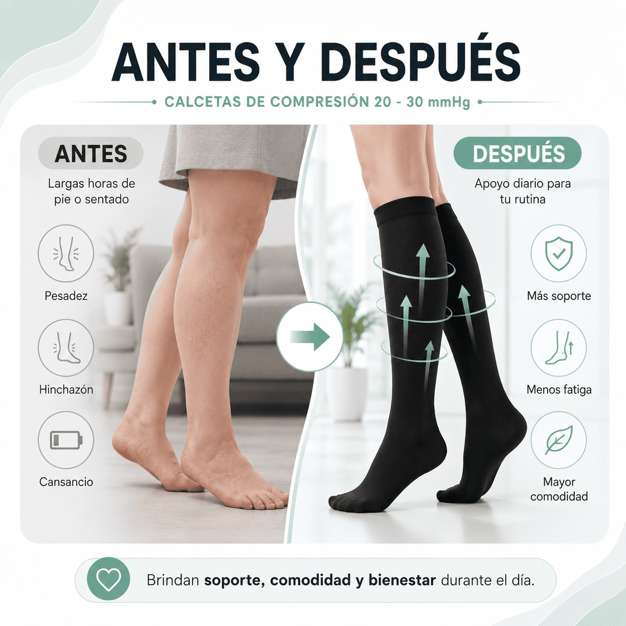 Velvora Compresión negro 20 - 30 mmHg