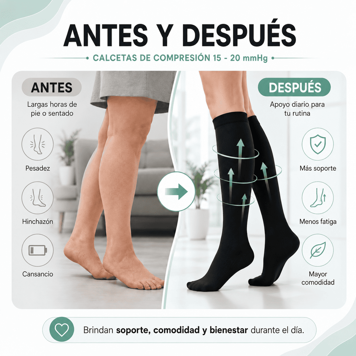 Velvora Compresión negro 15 - 20 mmHg
