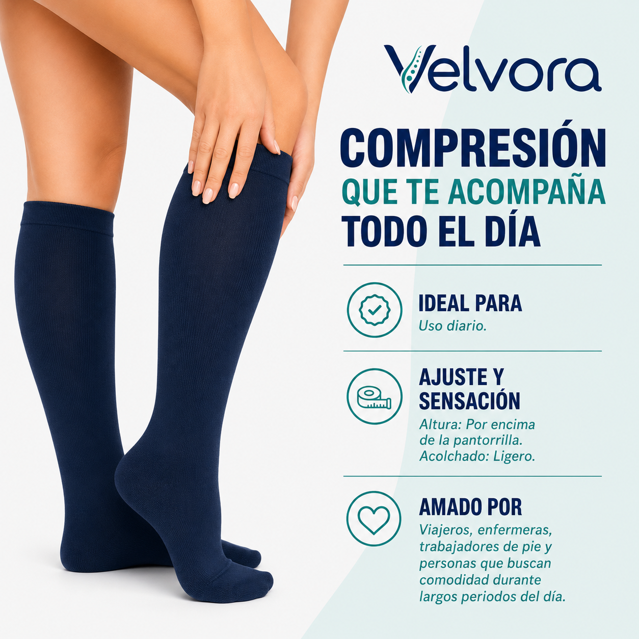 Velvora Compresión negro 20 - 30 mmHg